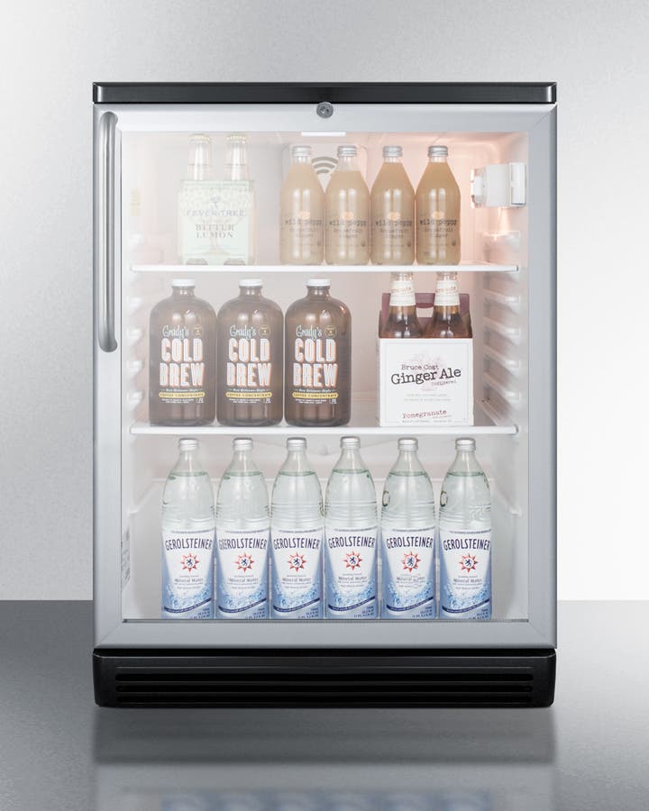 Summit SCR600BGLTB Stainless Steel/Black, Beverage Center