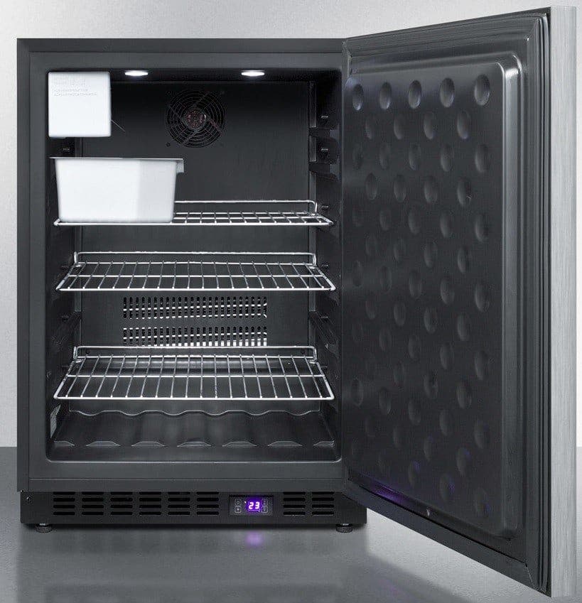 Summit SCFF53BXSSHHIM Stainless Steel/Black, Horizontal Handle, Ice Make...