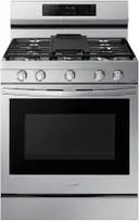 30 Inch Freestanding Gas Smart Range with 5 Sealed Burners, 6.0 Cu. Ft. Capacity, Storage Drawer, Edge-to-Edge Grates, Convection+, Air Fry, Self Clean, Wi-Fi & Voice Connectivity, Non-stick Griddle, Dual Ring Burner, ETL Listed, and Star-K Certified