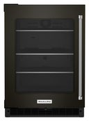 24 Inch, 5.20 Cu. Ft. Under Counter Glass Door Refrigerator with Metallic Accents