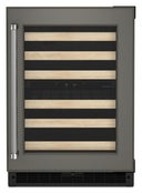 24 Inch, 4.97 Cu. Ft. Undercounter Dual Zone Wine Cooler with Wood Front Racks