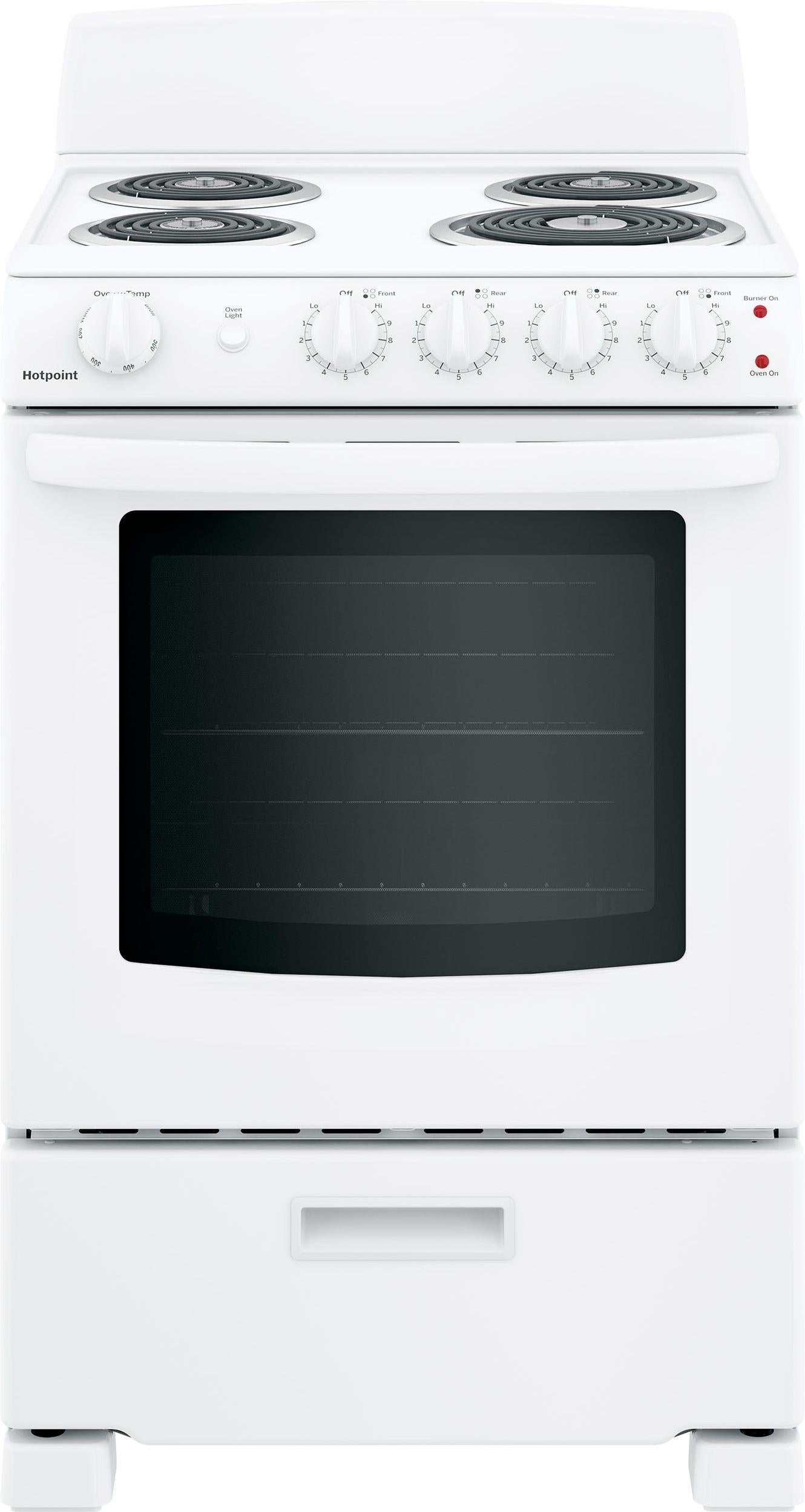 Hotpoint Range Hotpoint RAS300DMWW 24 Inch Freestanding Electric Range White | Plesser ...