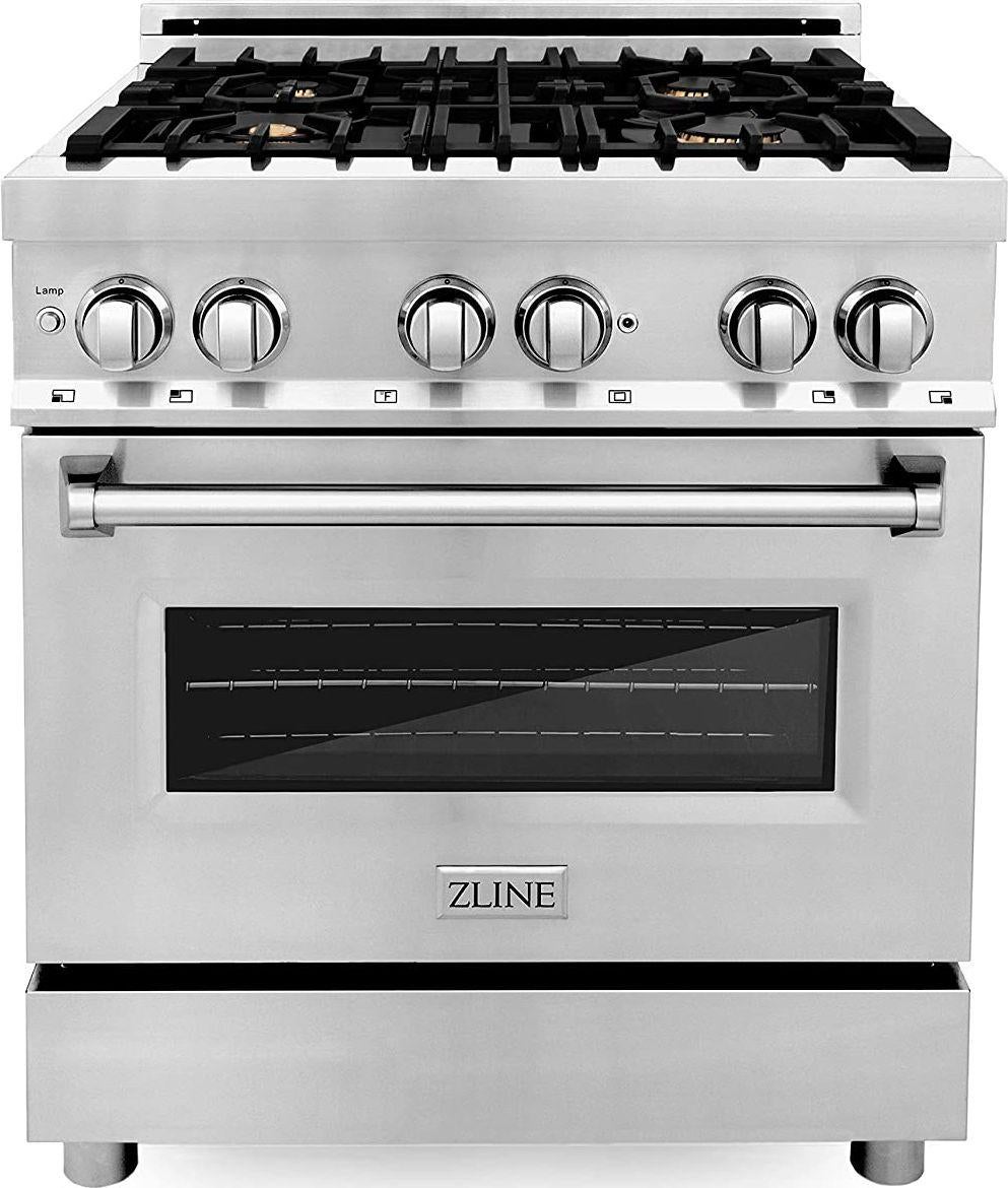 Zline RA30 30 Inch Freestanding Dual Fuel Range with 4 Sealed Burners