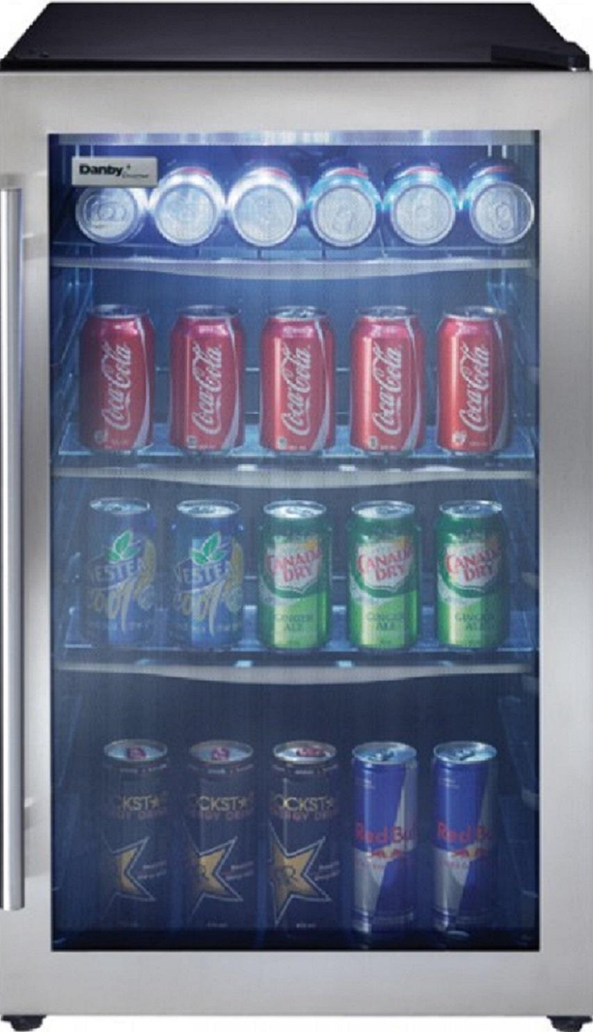 Danby DBC434A1BSSDD Holds 124 beverage cans, towel bar handle
