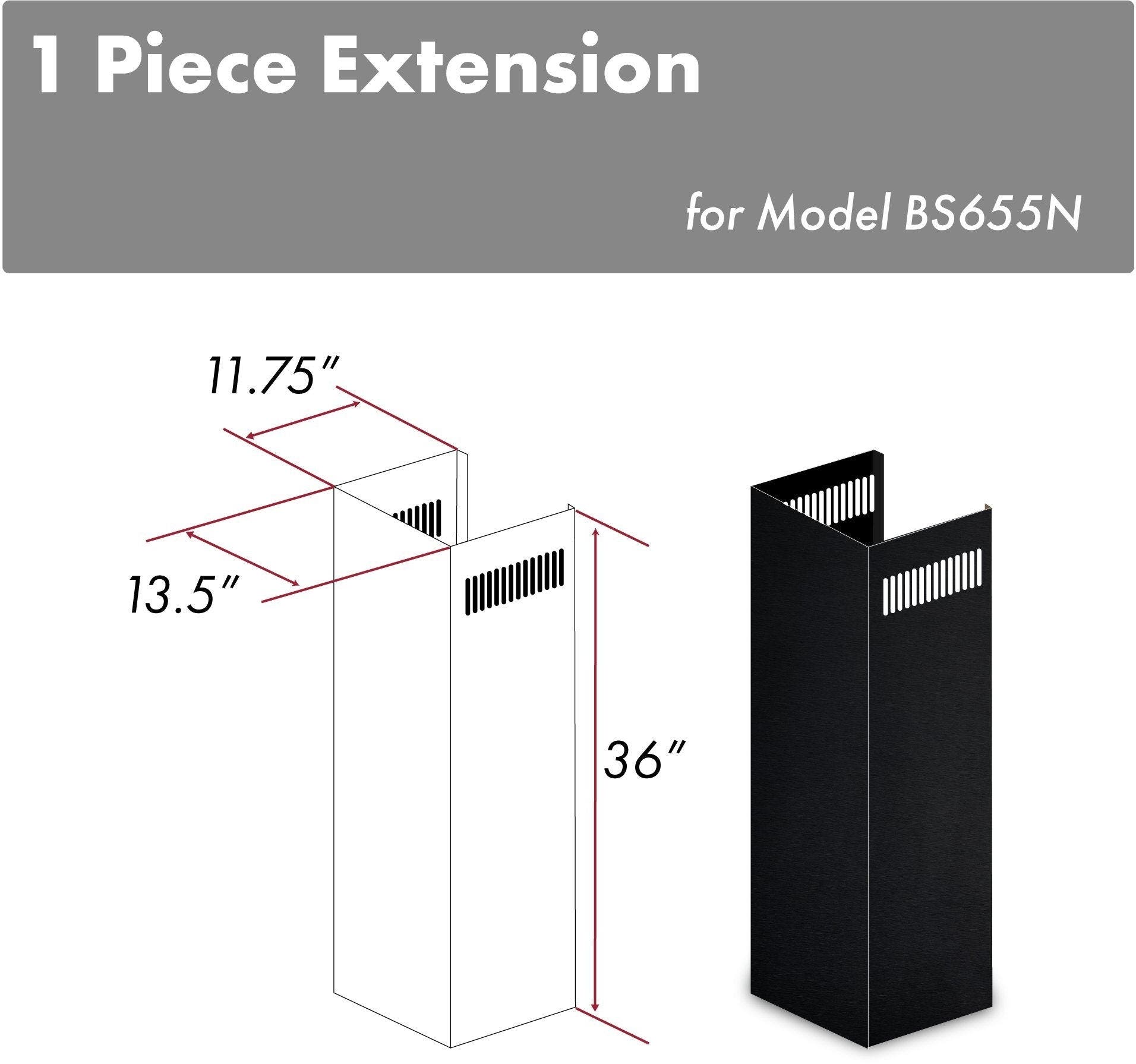 Zline 1PCEXTBS655N Black Stainless Steel