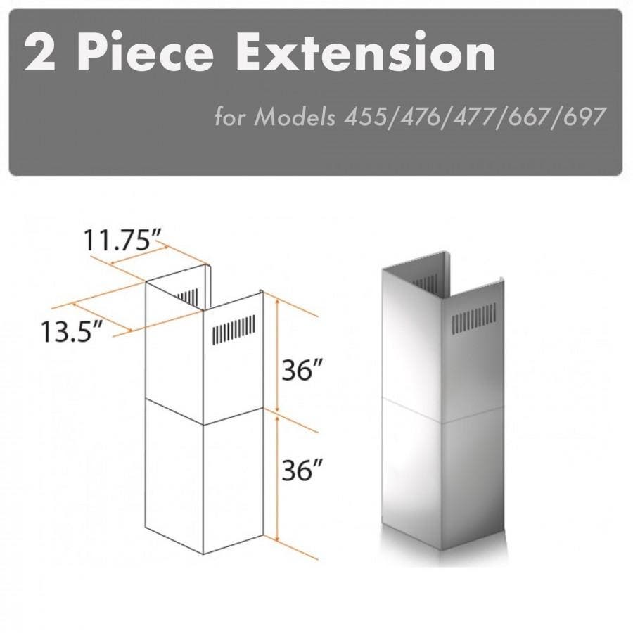 Zline 2PCEXT455476477667697 Brushed 430 Stainless Steel