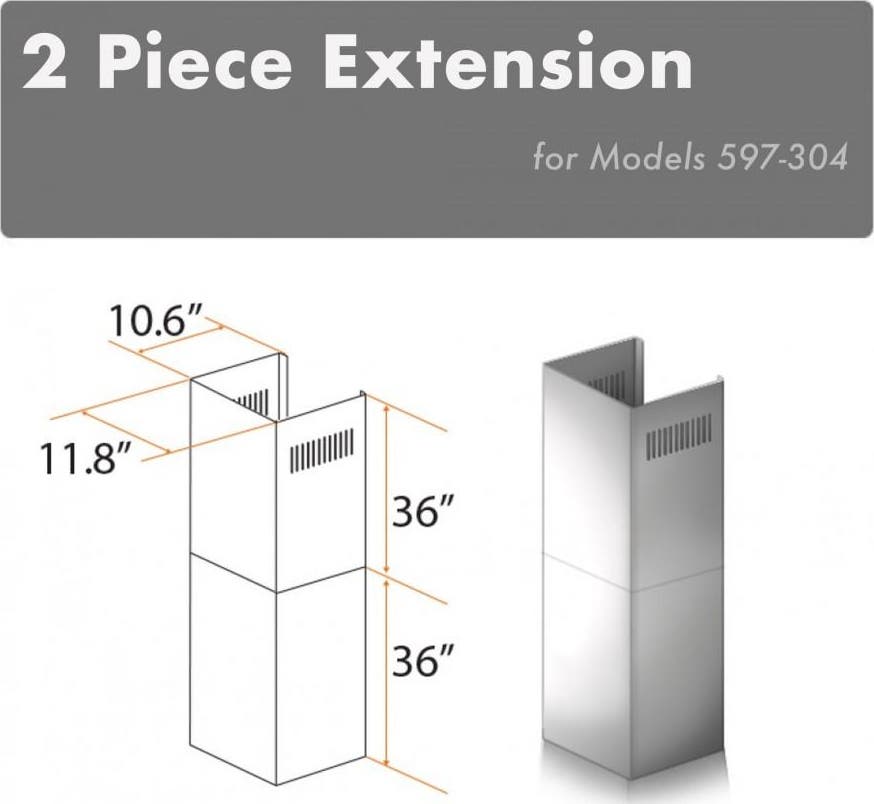Zline 2PCEXT597304 Brushed 304 Stainless Steel