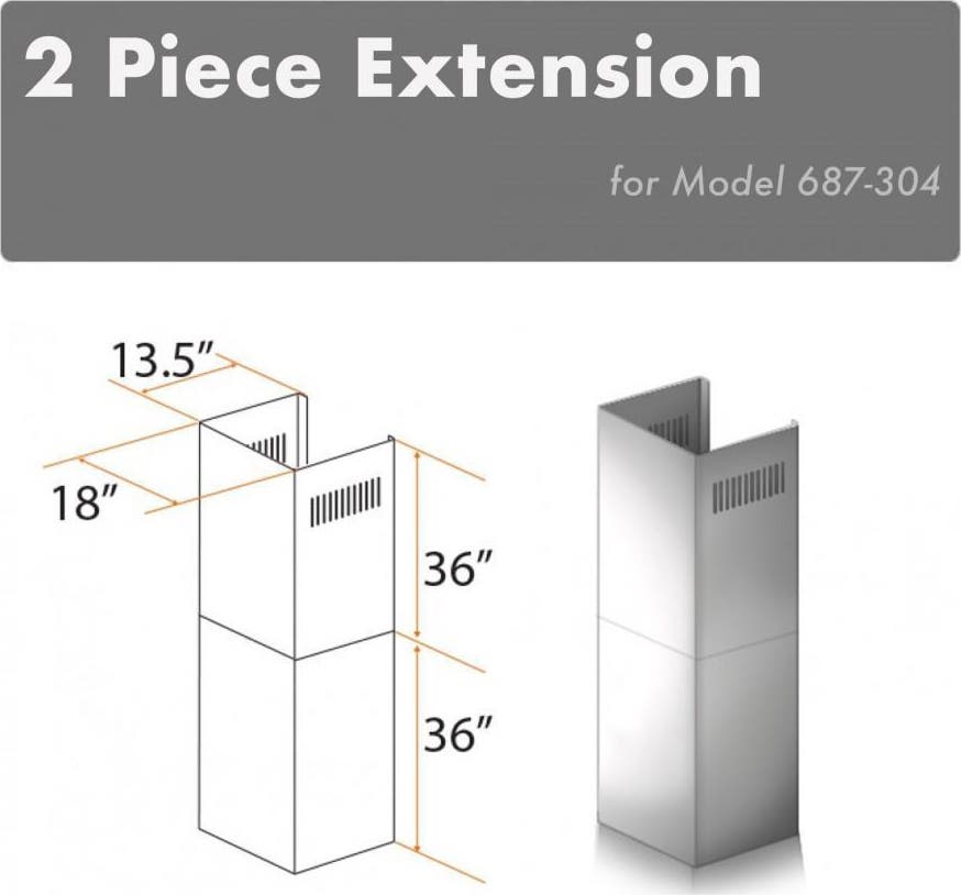 Zline 2PCEXT687304 Brushed 304 Stainless Steel