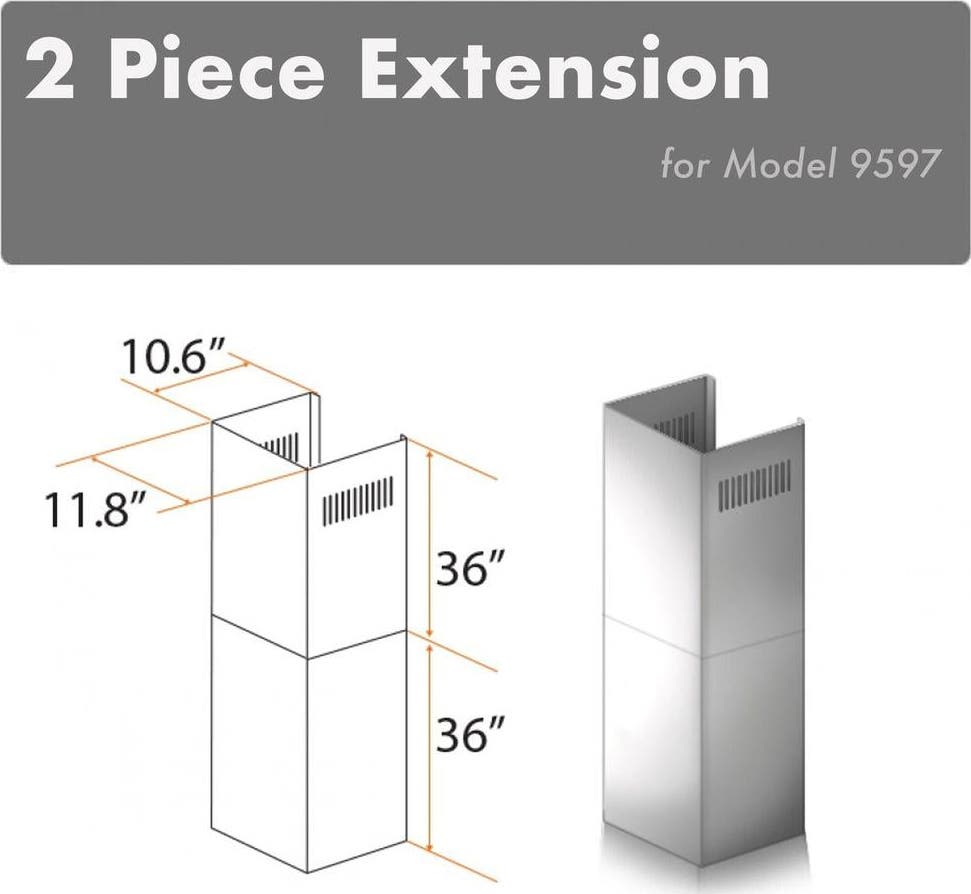 Zline 2PCEXT9597 Brushed 430 Stainless Steel