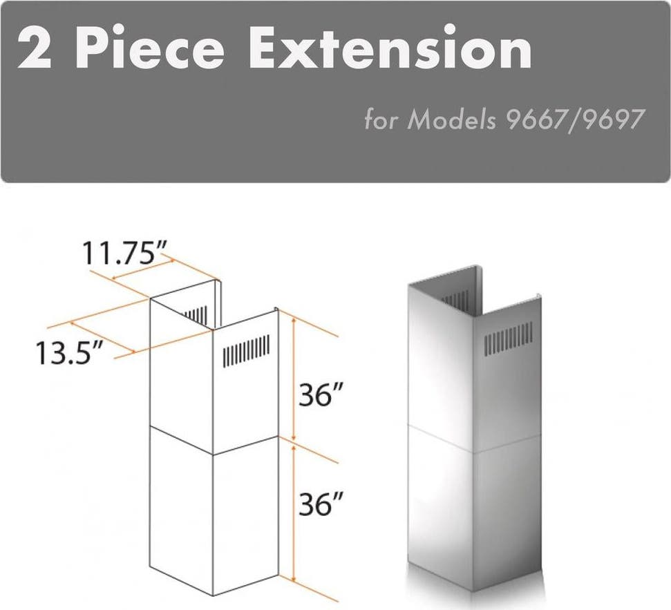 Zline 2PCEXT96679697 Brushed 430 Stainless Steel