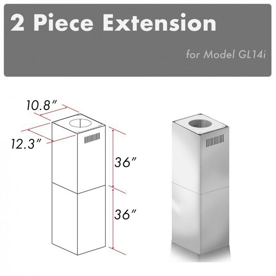 Zline 2PCEXTGL14I Brushed 430 Stainless Steel