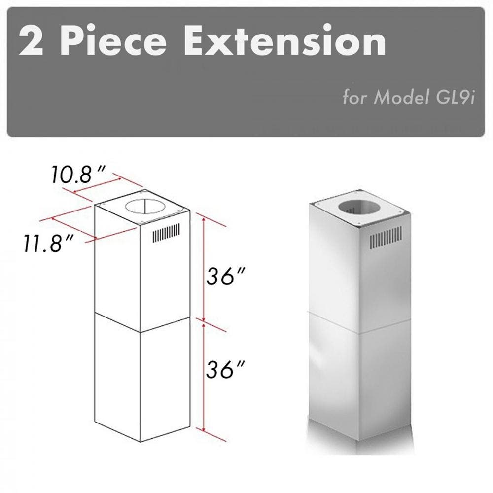 Zline 2PCEXTGL9I Brushed 430 Stainless Steel