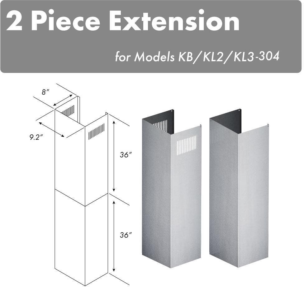 Zline 2PCEXTKBKL2KL3304 Brushed 304 Stainless Steel