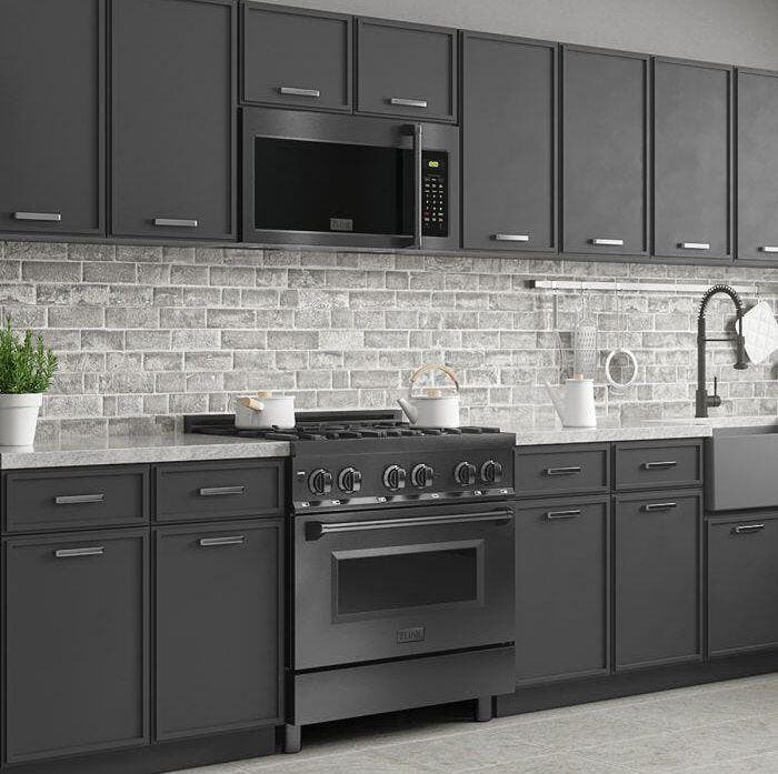 Zline MWOOTRH30BS Black Stainless Steel, Modern Handle