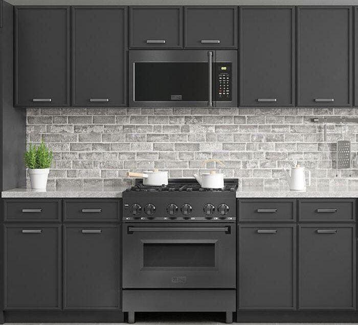 Zline MWOOTRH30BS Black Stainless Steel, Modern Handle