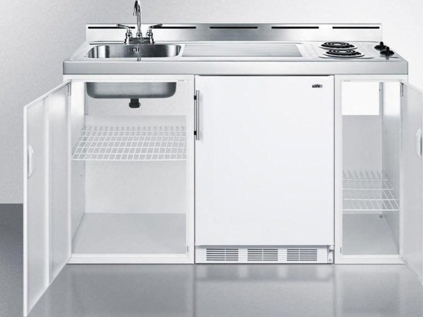 Summit C60ELNR 60 Inch Wide All-In-One Kitchenette: White, Coil C...