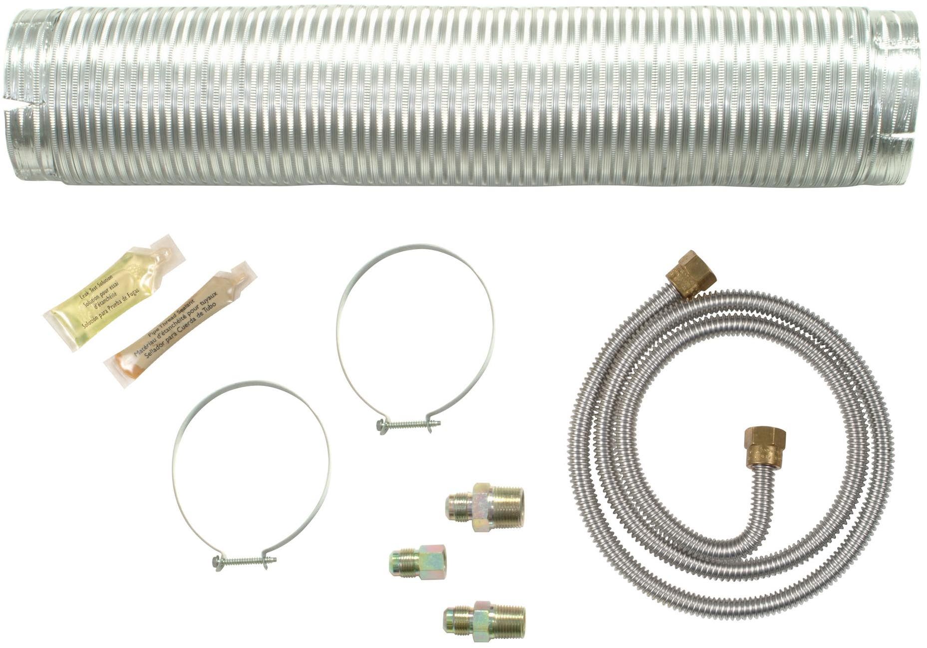 4' Gas Dryer Installation Kit with 8' metal vent and 2 clamps