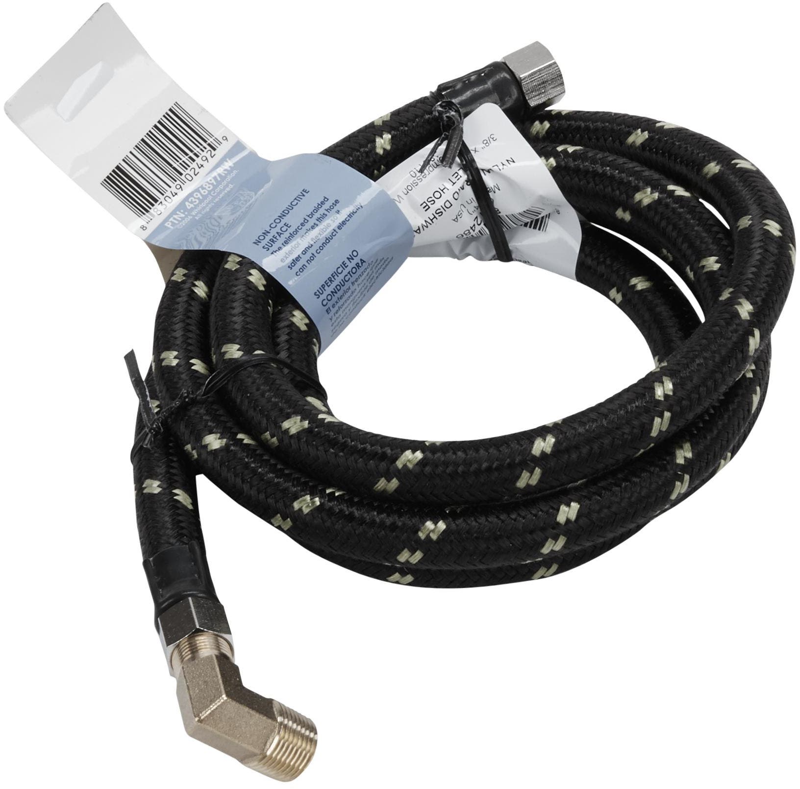 6' Dishwasher Water Supply Hose Kit 3/8" Brass Fitting, 3/8' NPT Male x 3/8" Male Compression & 90 degree Elbow