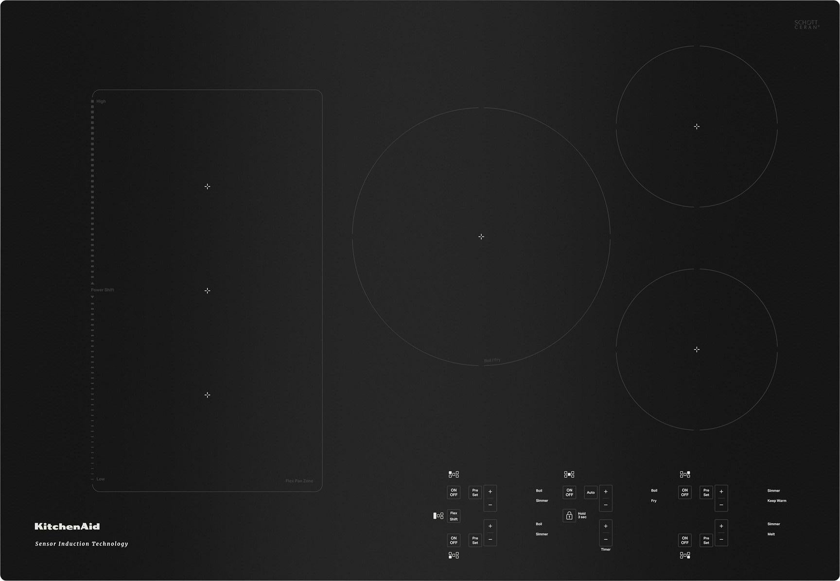 KitchenAid KCIG950JSS Induction Cooktop with 5 Burner and Bridge