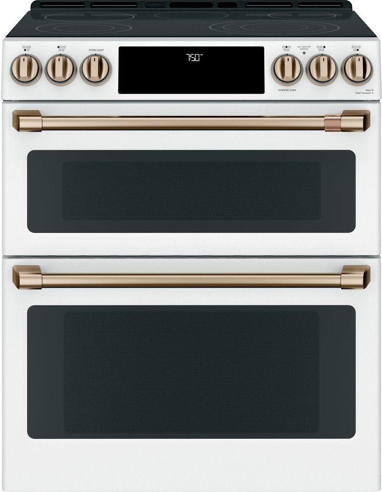 30 Inch Slide-In Electric Smart Range with 5 Radiant Elements, Double Oven, 7 Cu. Ft. Total Oven Capacity, Self-Clean, Steam Clean, Sabbath Mode, Power Boil Element, Warming Zone Element, UL Listed, and ADA Compliant
