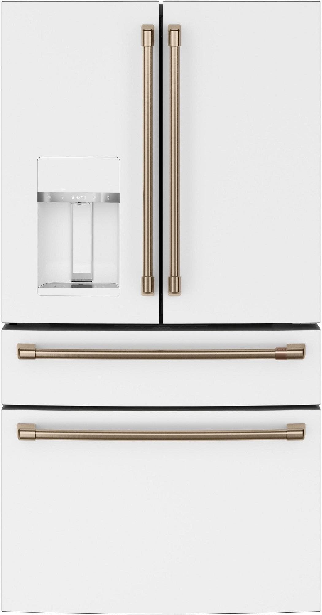 Matte White with Brushed Bronze Handles