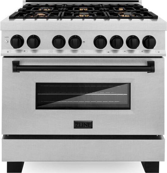 Zline RASZSN36MB Black Matte 36 Inch Freestanding Dual Fuel Range with...