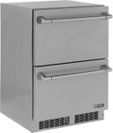 24 Inch 5 Cu. Ft. Outdoor Built-In Double Drawer Refrigerator with Blue Interior Lighting