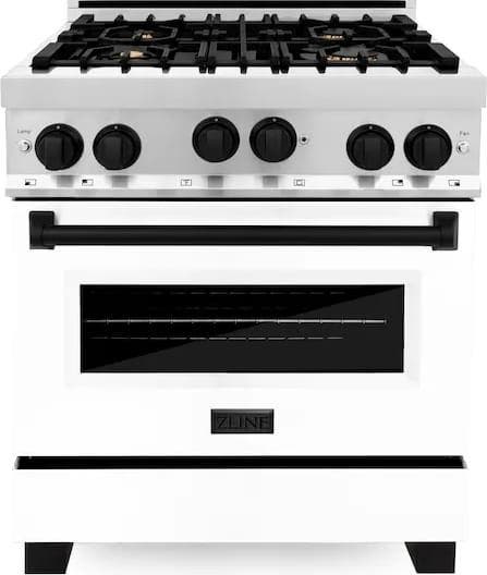 Zline RGZWM30MB Stainless Steel with White Matte Door and Matte Bl...