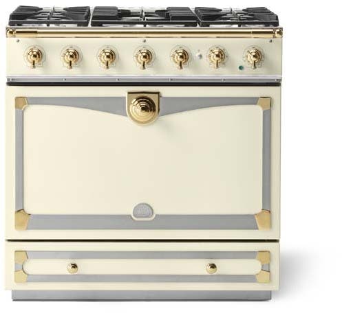La Cornue C9VF Ivory With Stainless Steel & Polished Brass