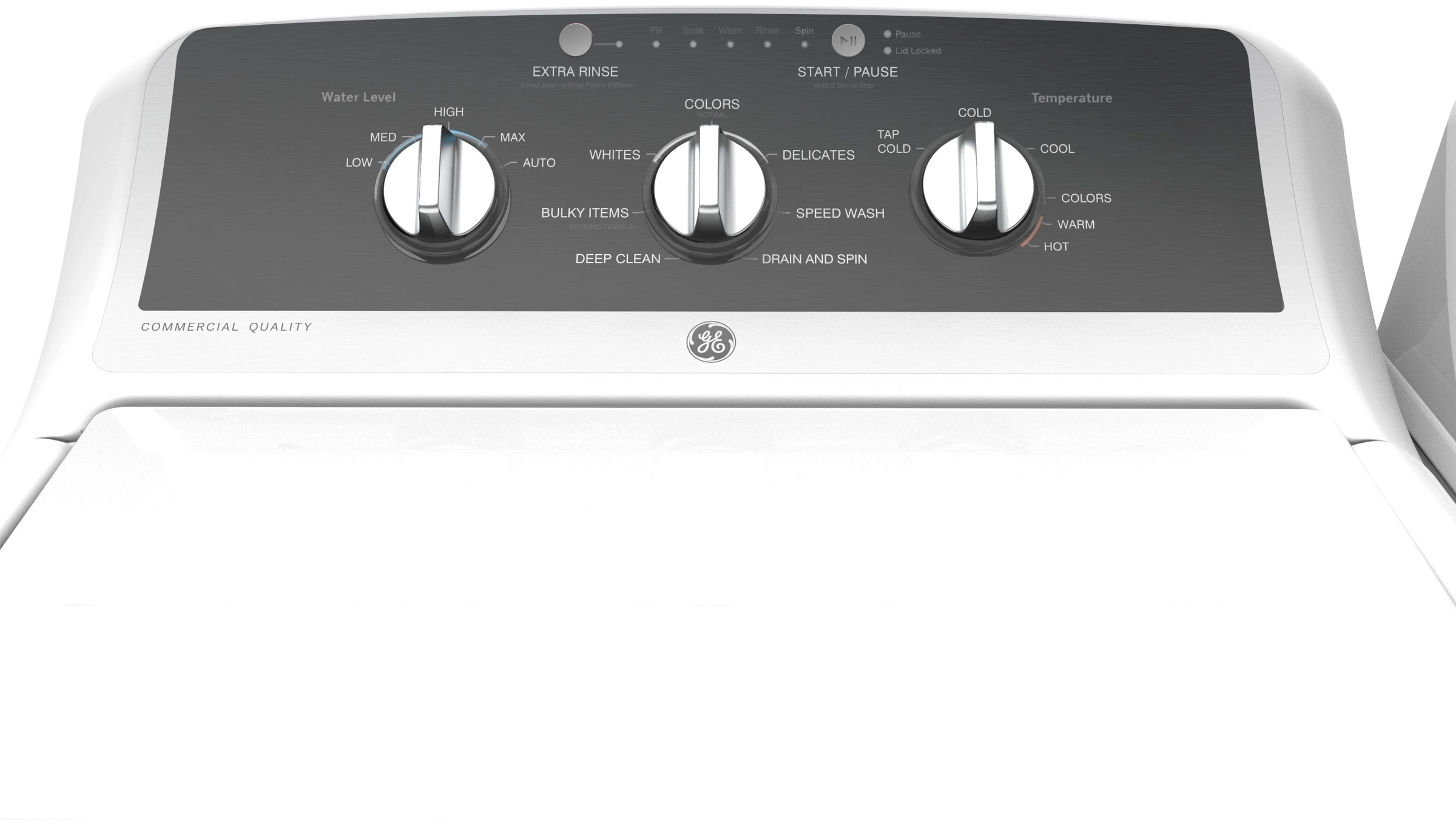 GE GTW525ACPWB White W/ Black Stainless Look Graphics