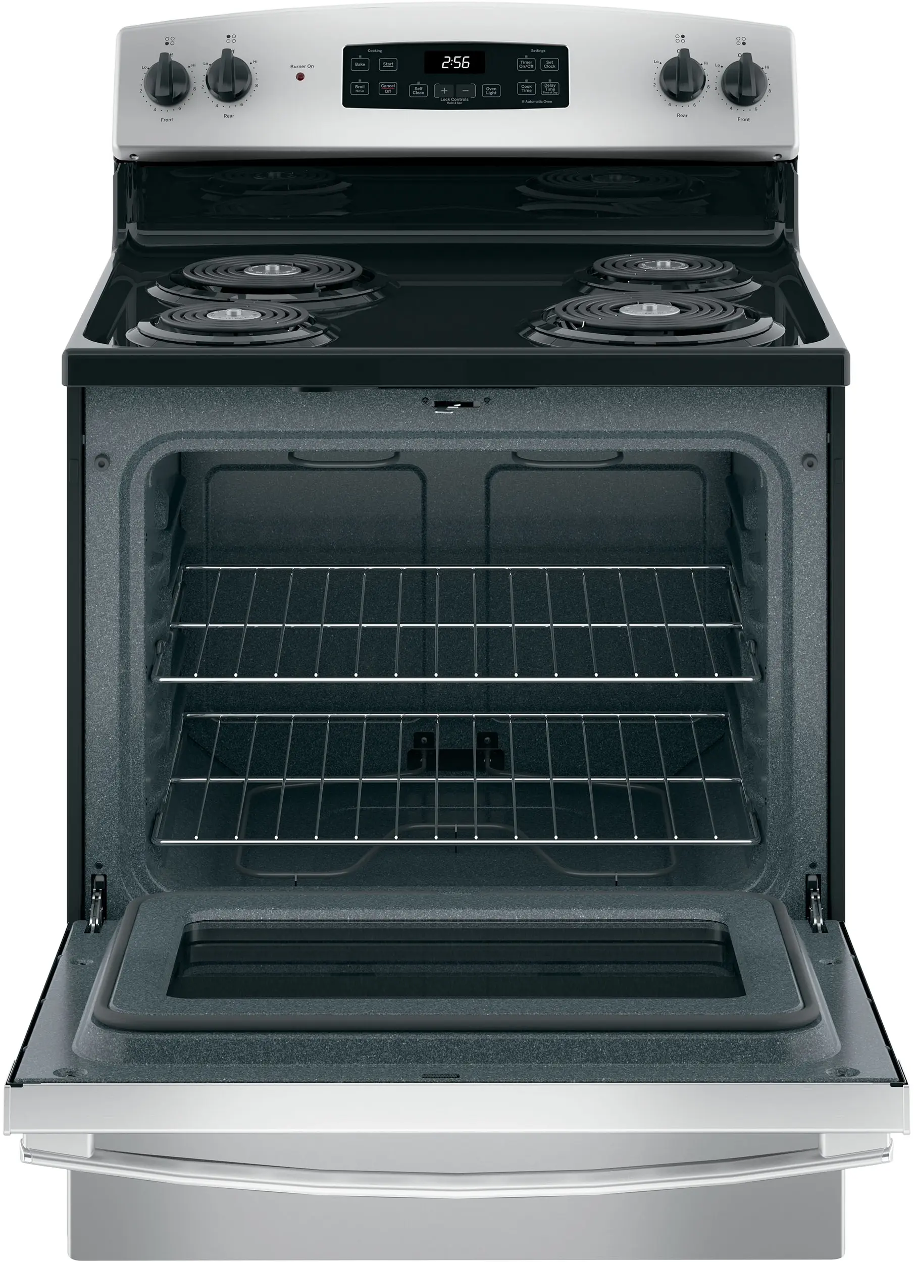 GE JB256RMSS Stainless Steel with Black