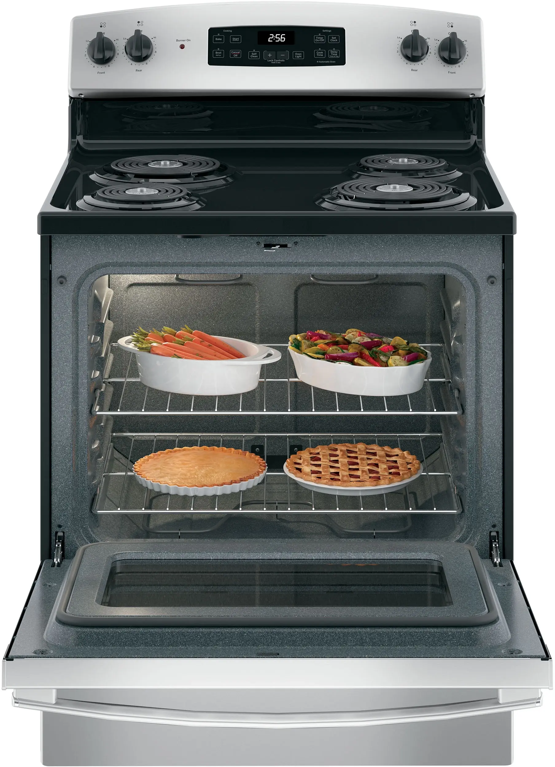 GE JB256RMSS Stainless Steel with Black