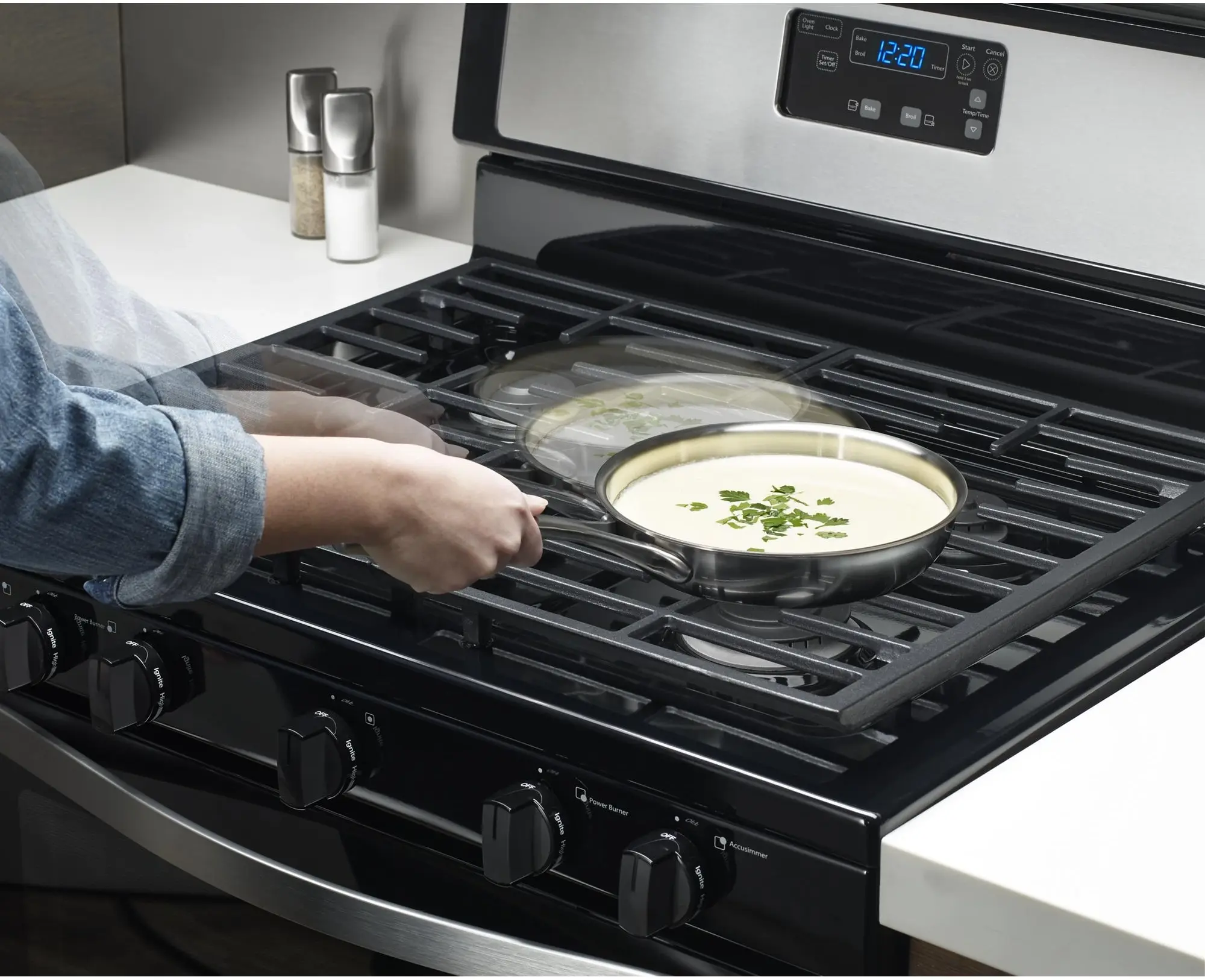 Whirlpool WFG505M0BS Black On Stainless Steel