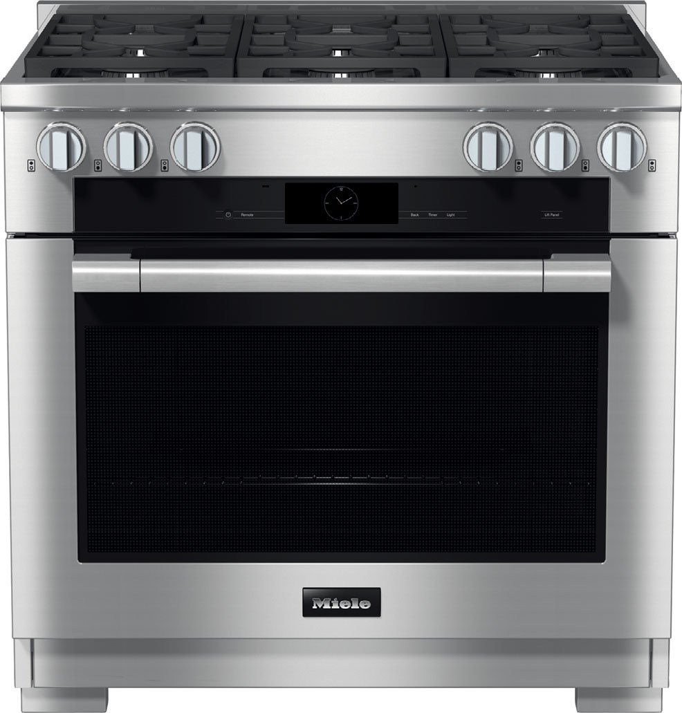 Miele HR19343LP 36 Inch Freestanding Dual Fuel Smart Range Clean