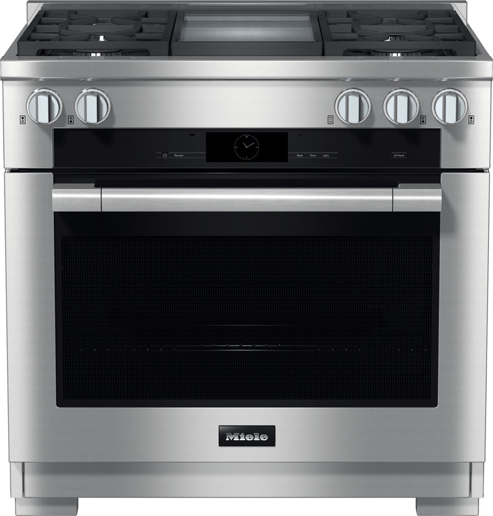 Miele HR19363G 36 Inch Freestanding Dual Fuel Smart Range Clean