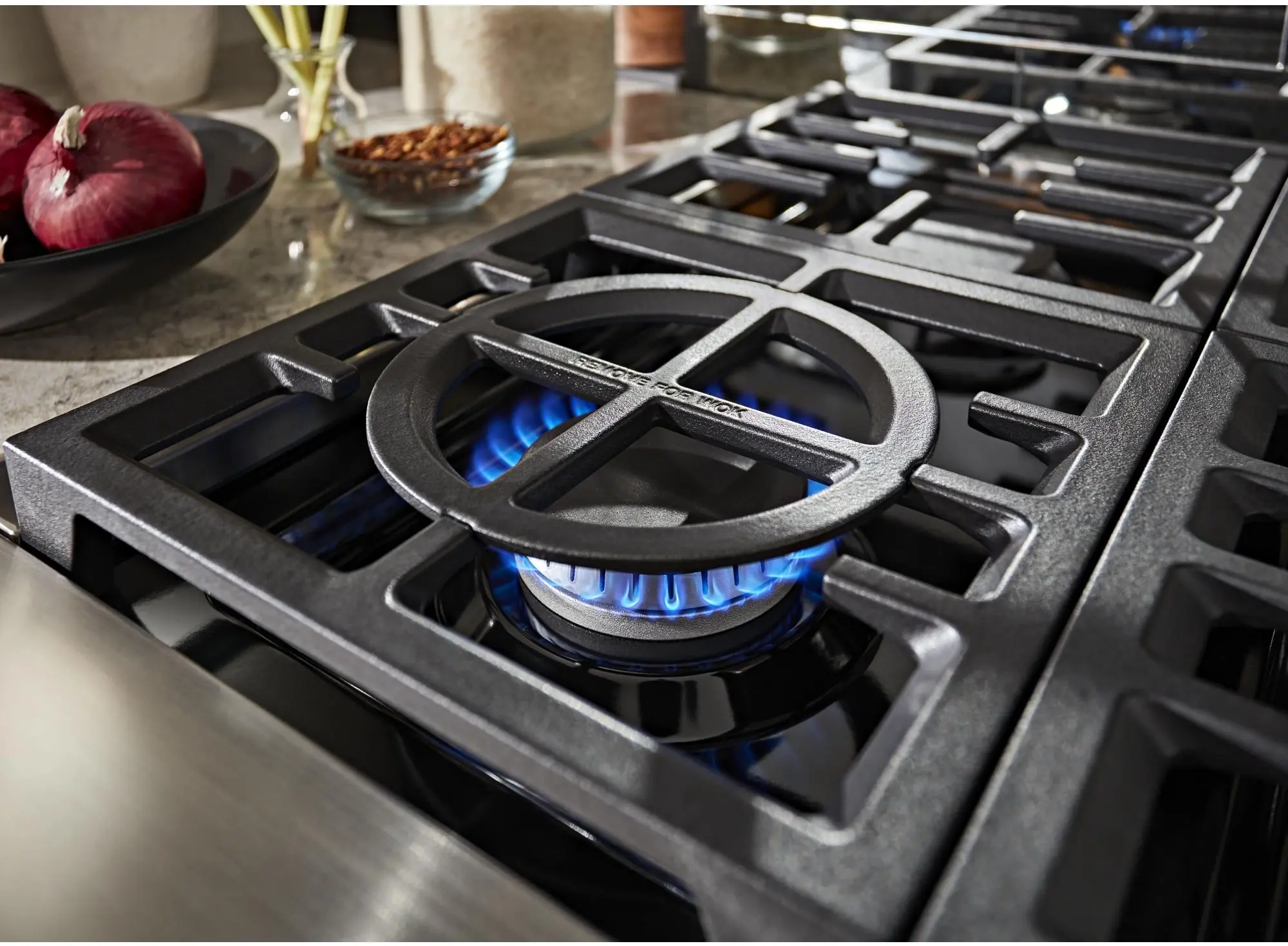 KitchenAid KFDC558JMB 48 Freestanding Dual Fuel Smart Range Misty