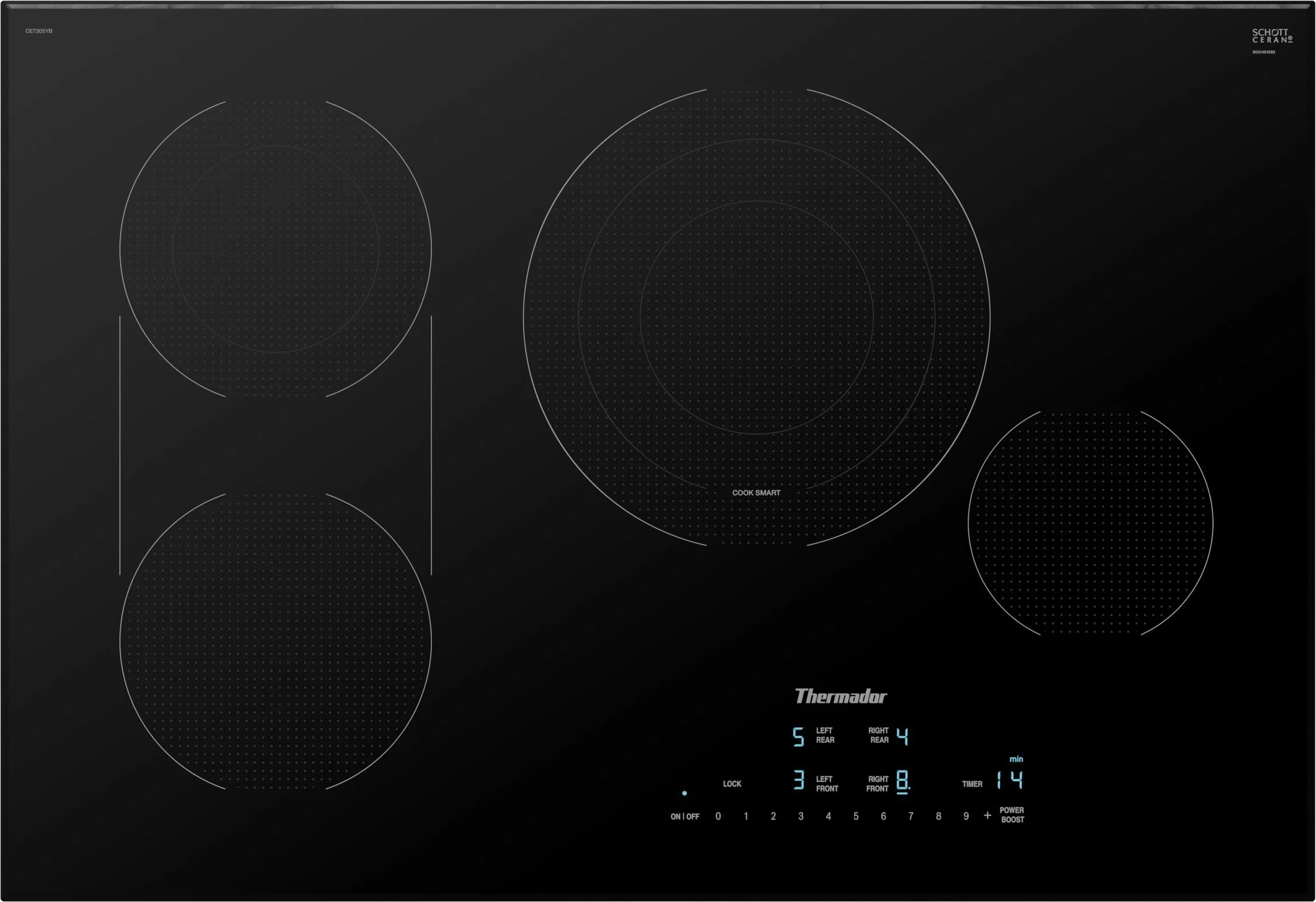 Thermador CET305YB 30" Electric Cooktop, Touch Control Black Plesser