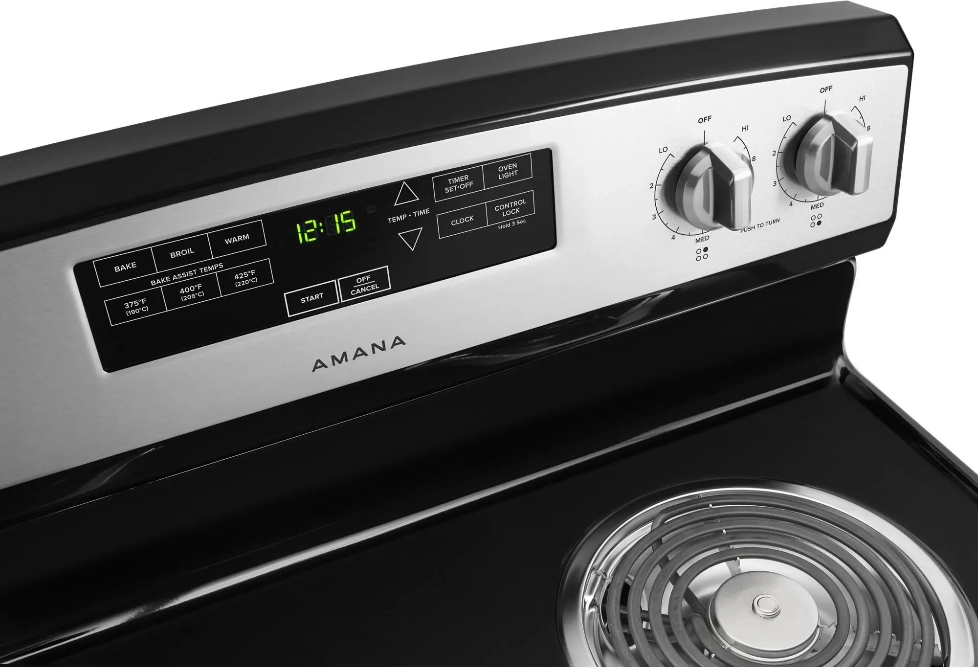Amana ACR4303MFS Black on Stainless Steel