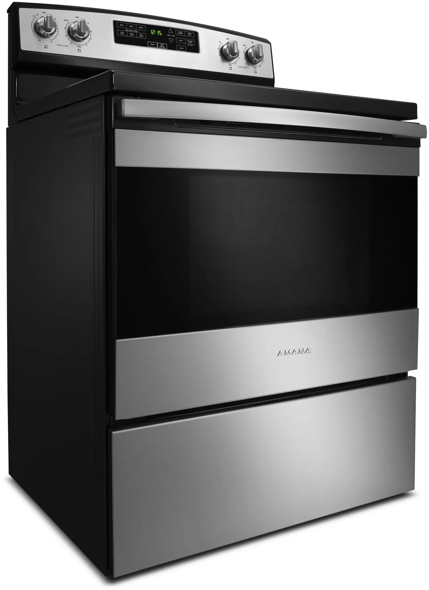 Amana AER6603SFS Black on Stainless Steel