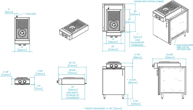 Kalamazoo KCKTPW31NANGS4 Cooktop w/Wok: Natural Gas, Stainless Steel