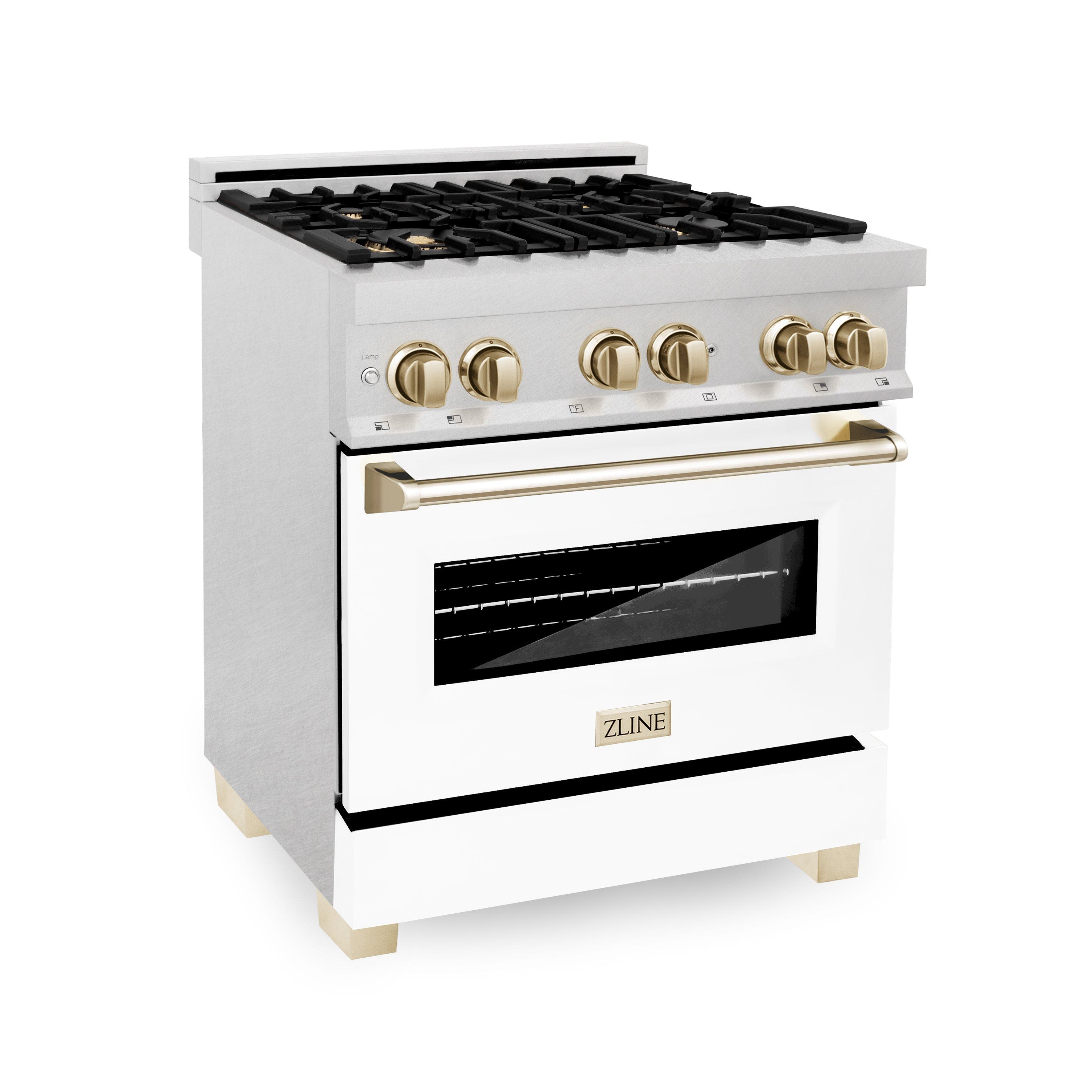 Durasnow Stainless Steel With White Matte Door And Gold Accents
