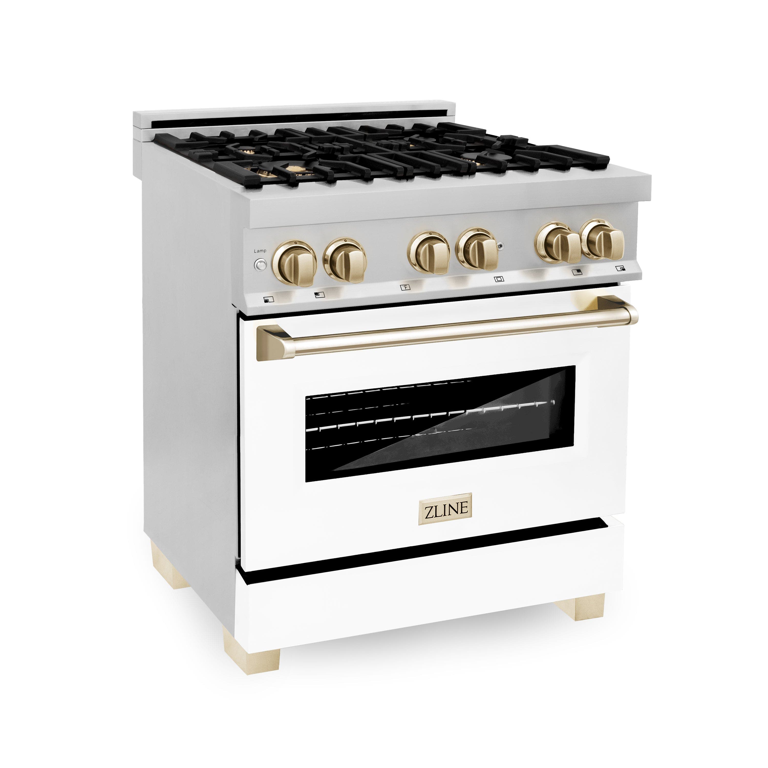Stainless Steel With White Matte Door And Gold Accents