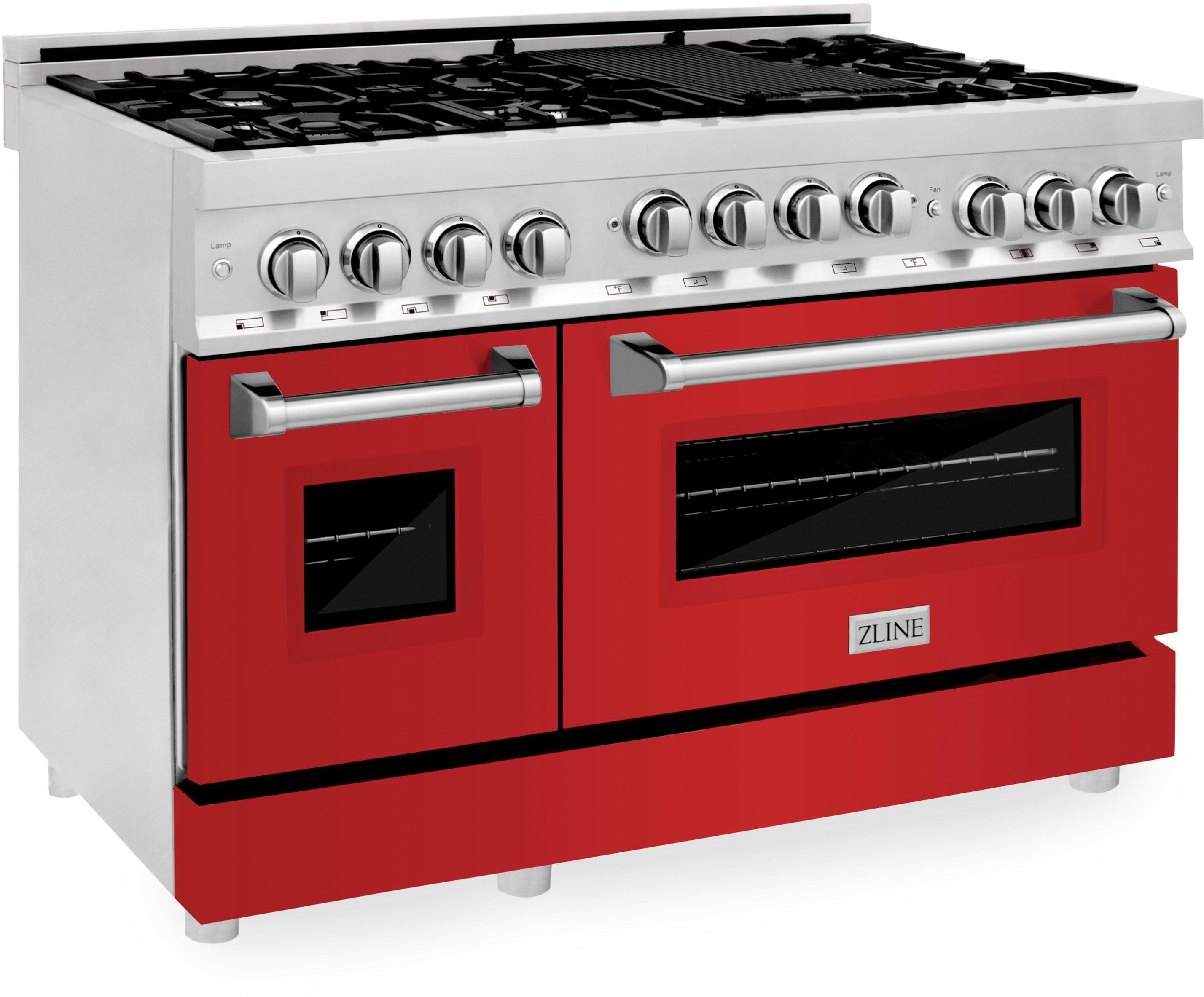 Zline RGRM48 Stainless Steel And Red Matte Door
