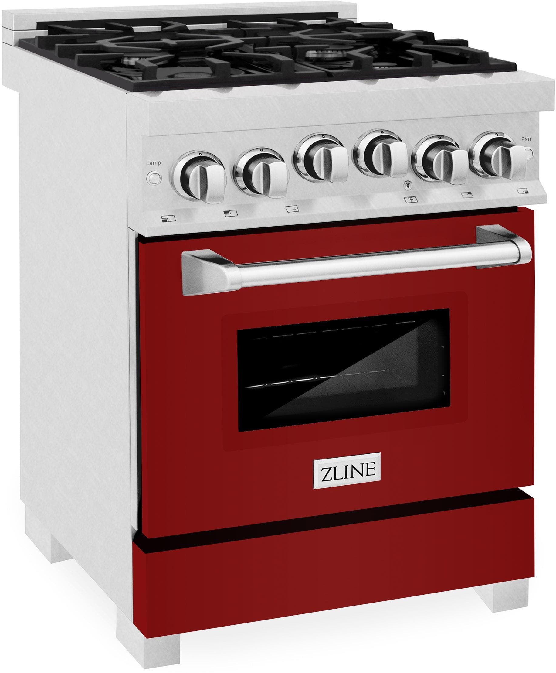 Zline RGSRG24 Durasnow  Stainless Steel And Red Gloss Door