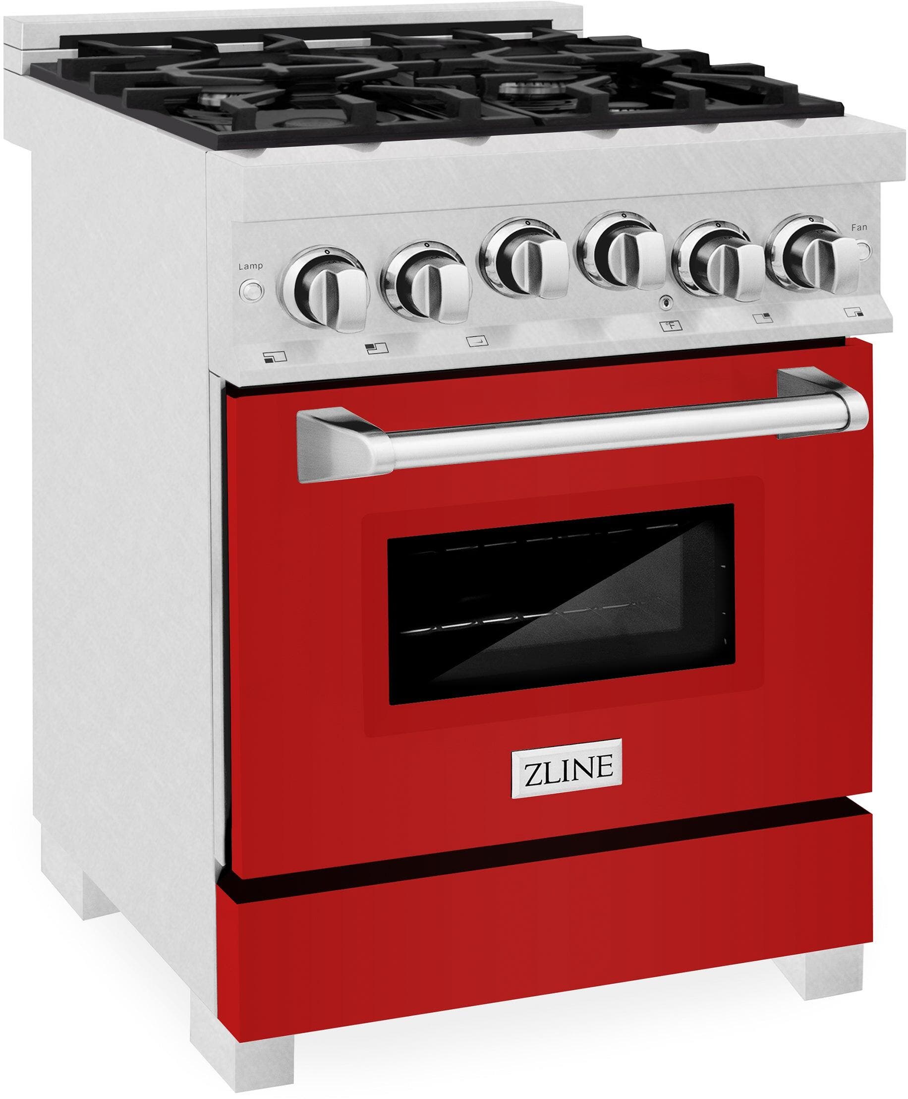 Zline RGSRM24 Durasnow  Stainless Steel And Red Matte Door