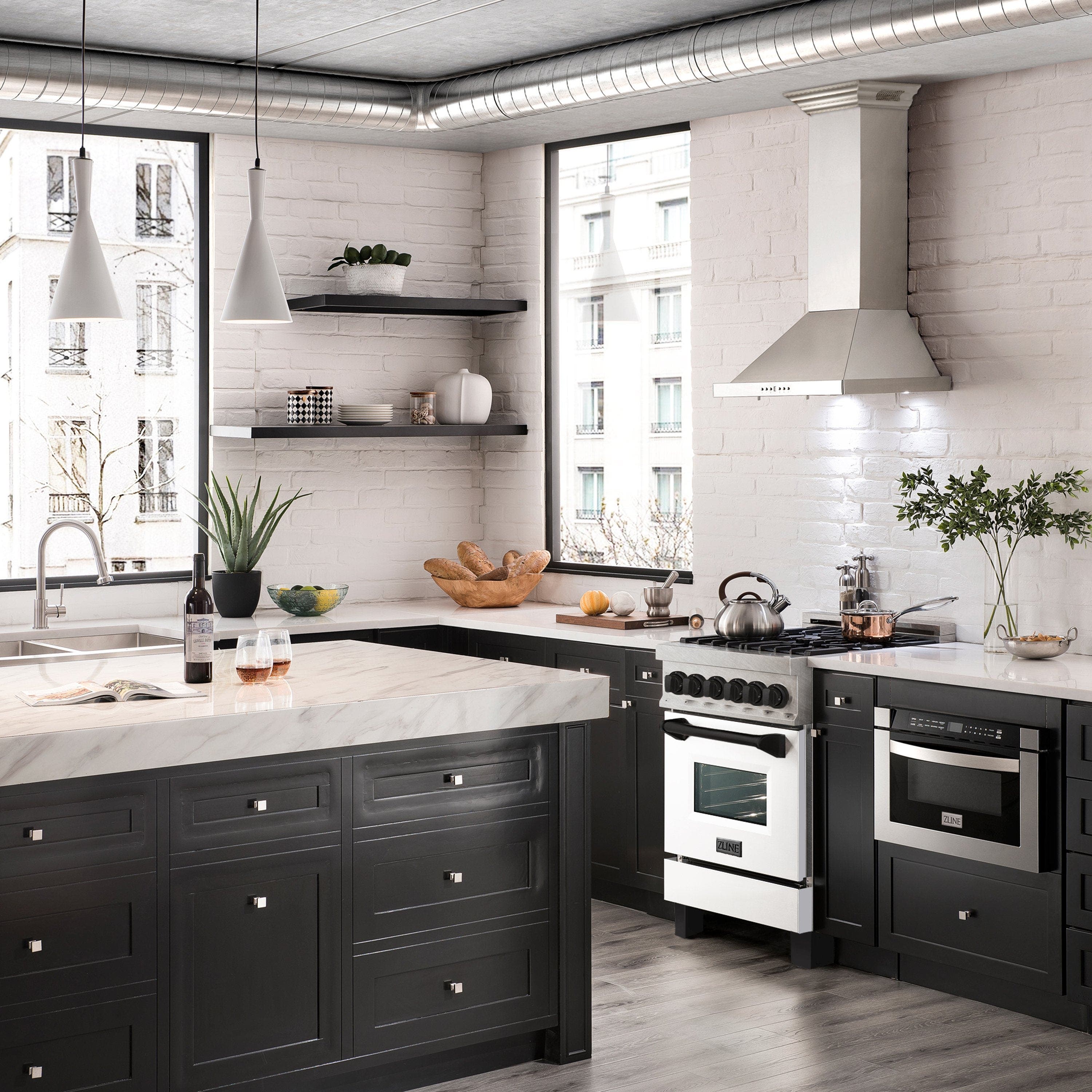 Zline RASZWM24CB Durasnow Stainless Steel With White Matte Door And...