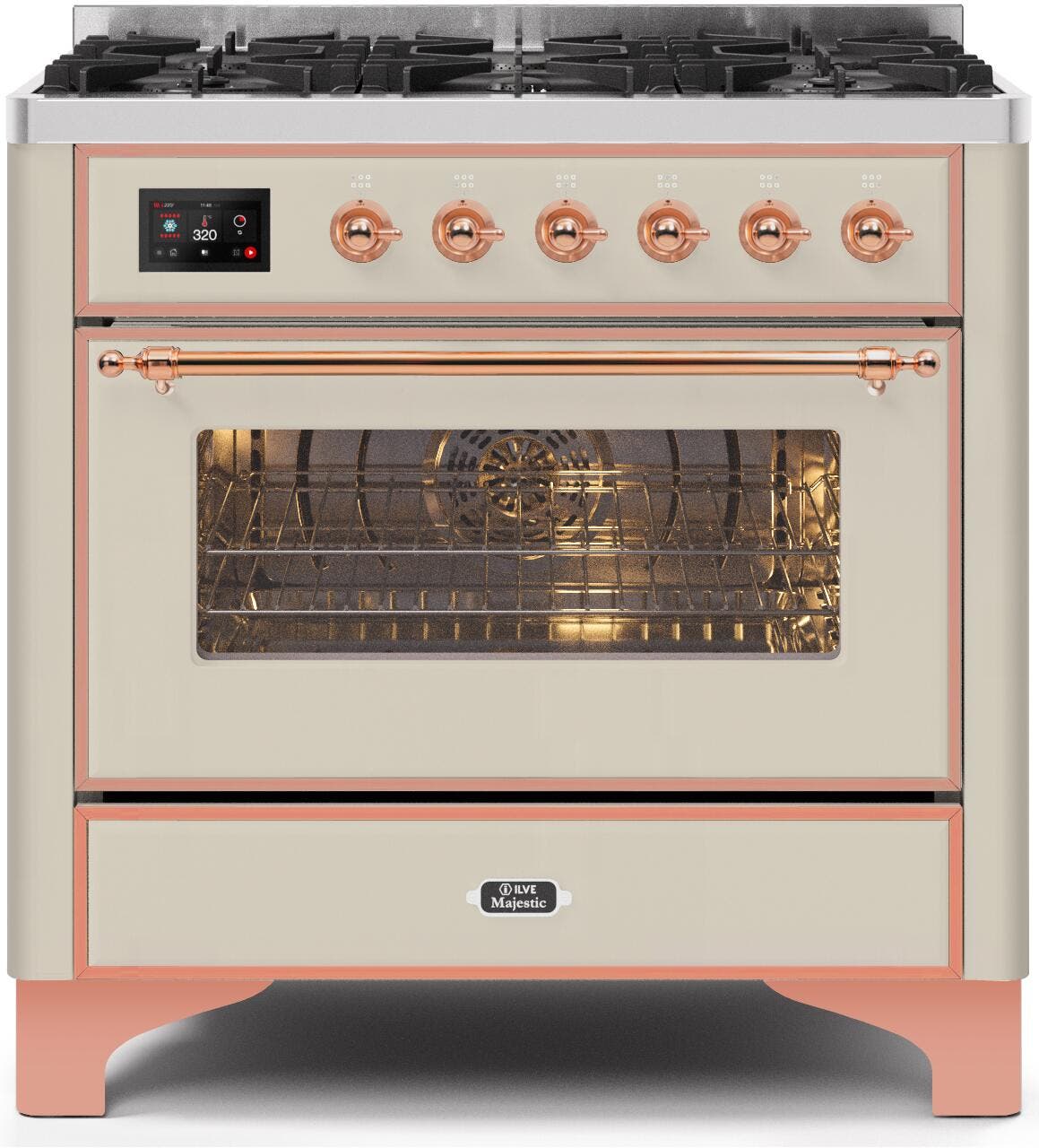 Ilve UM096DNS3AWP Natural Gas In Antique White W/ Copper Trim