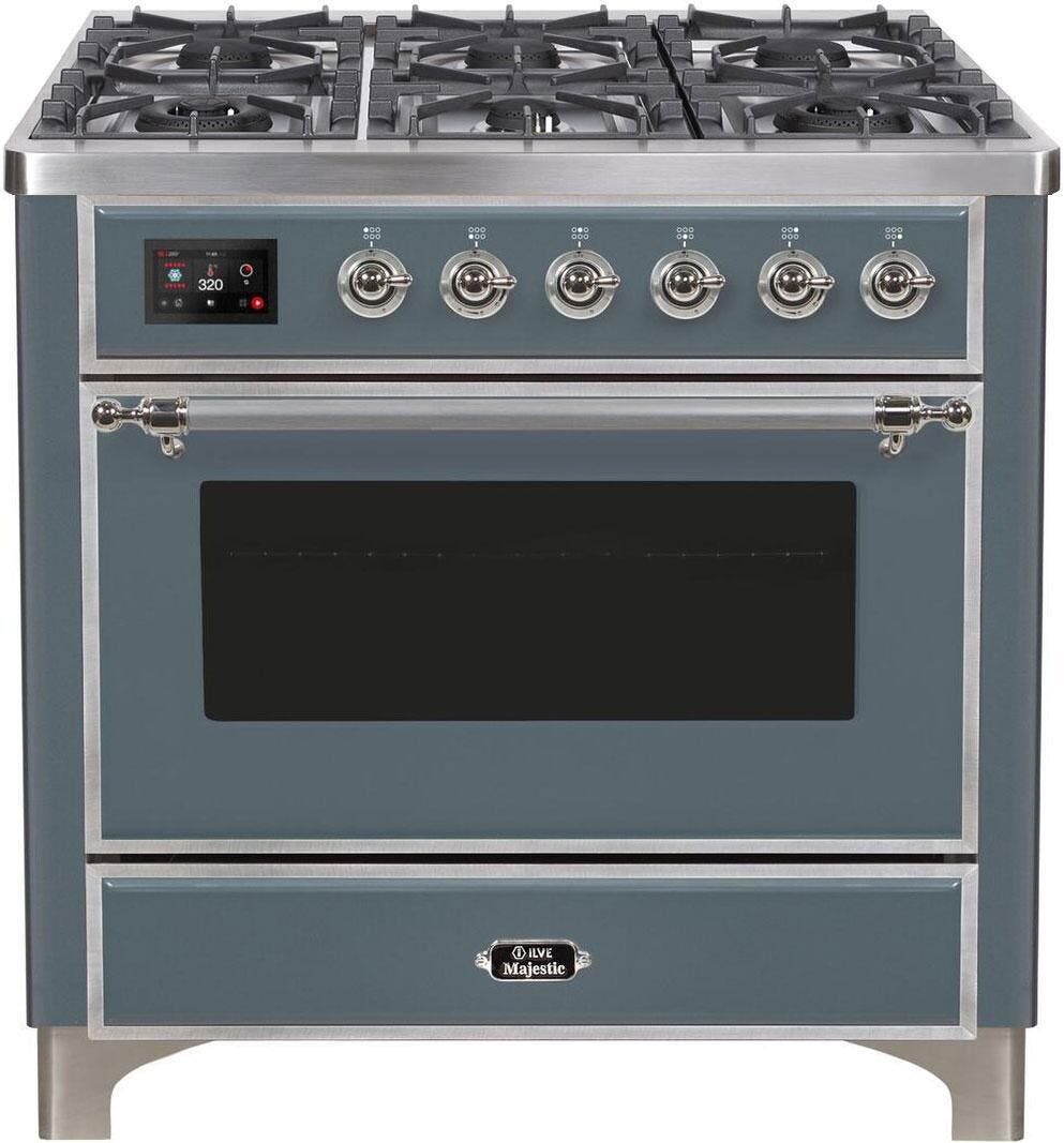 Ilve UM096DNS3BGC Natural Gas In Blue Grey W/ Chrome Trim