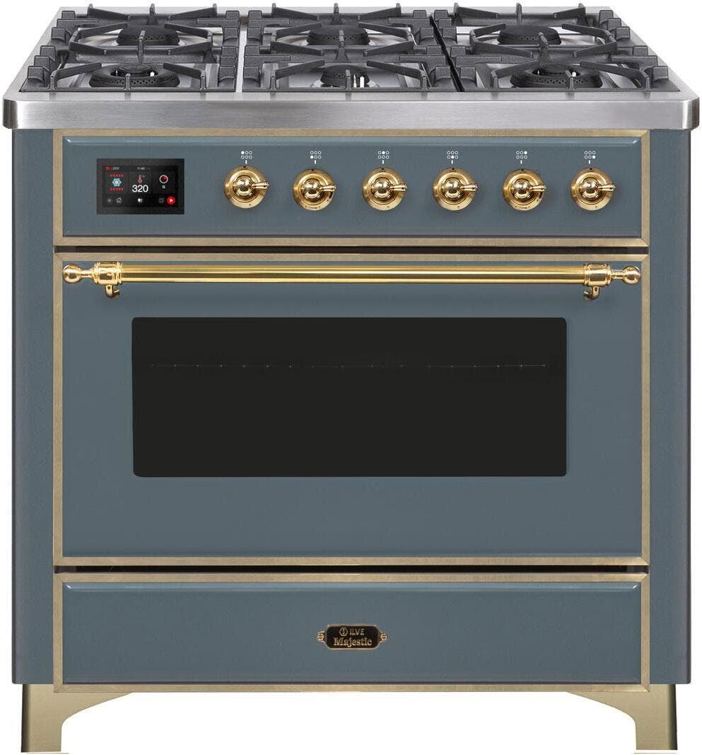 Ilve UM096DNS3BGG Natural Gas In Blue Grey W/ Brass Trim