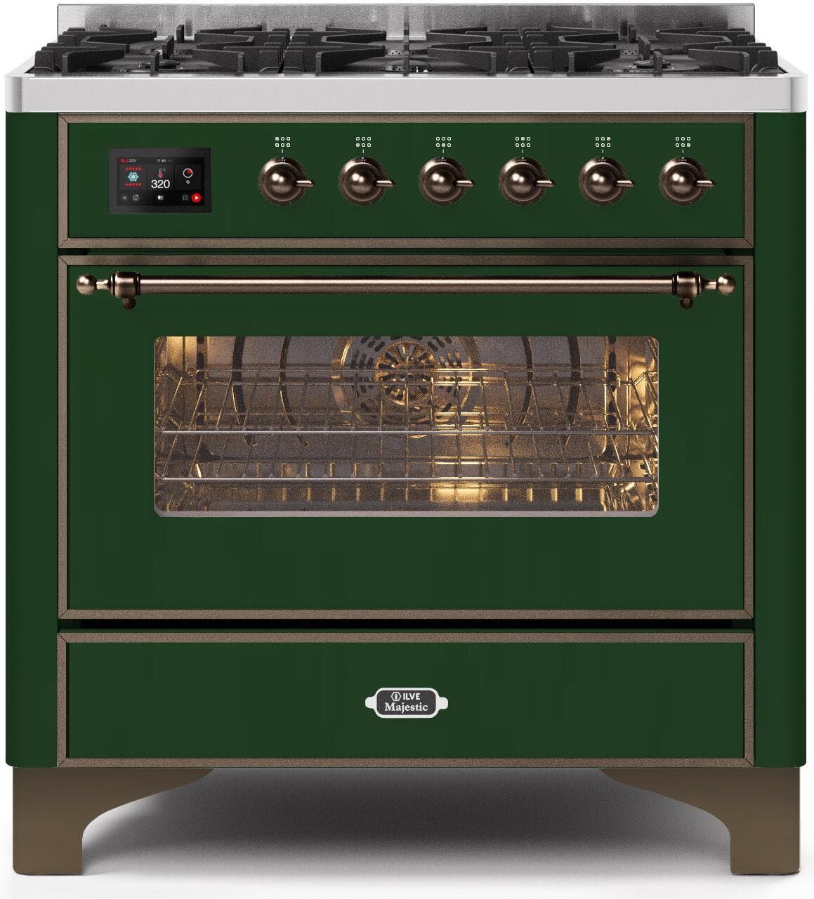 Ilve UM096DNS3EGB Natural Gas In Emerald Green W/ Bronze Trim